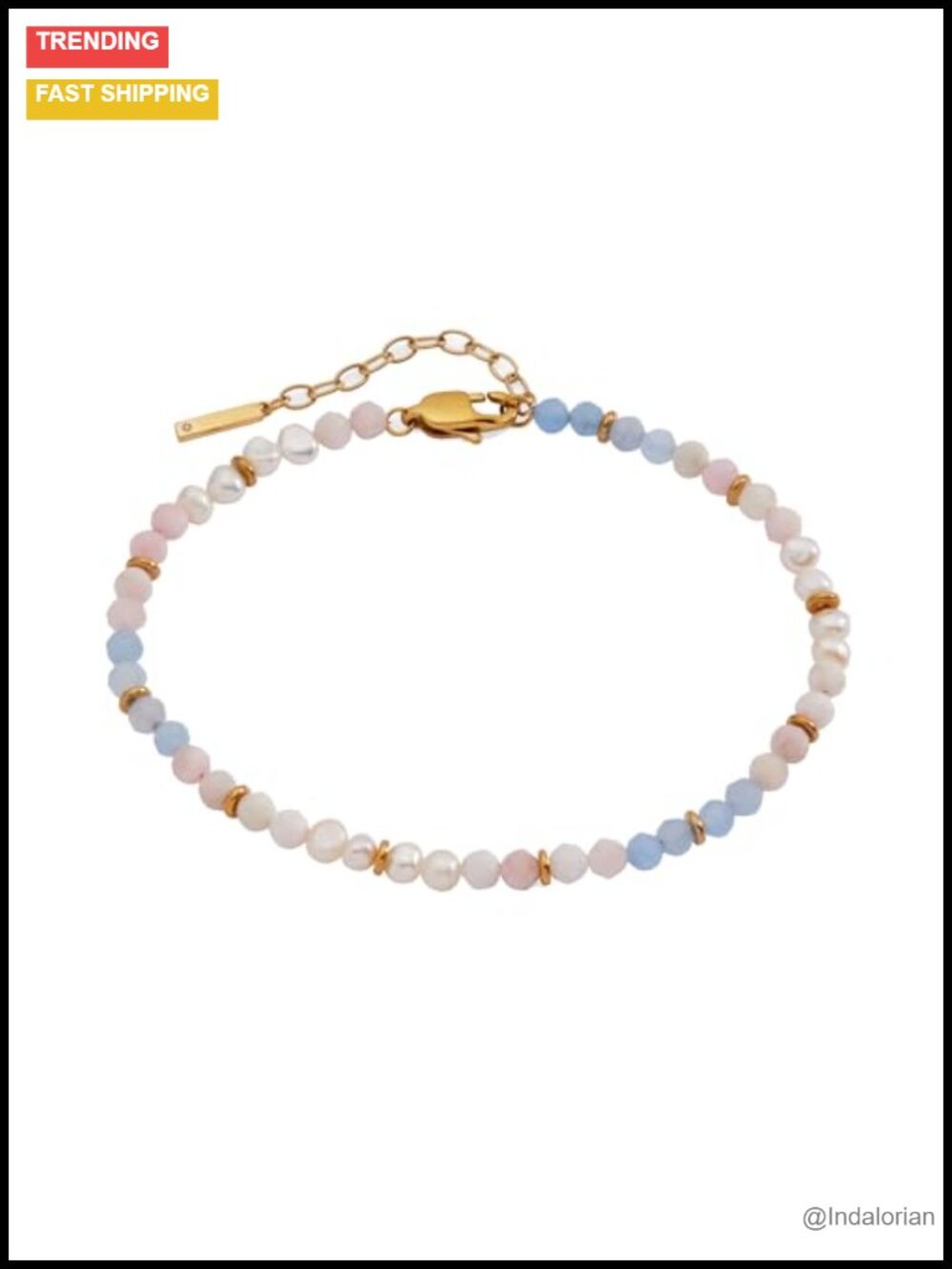 Alex and Ani Beaded Anklet Stainless Gold Nickel-Free 8.5"